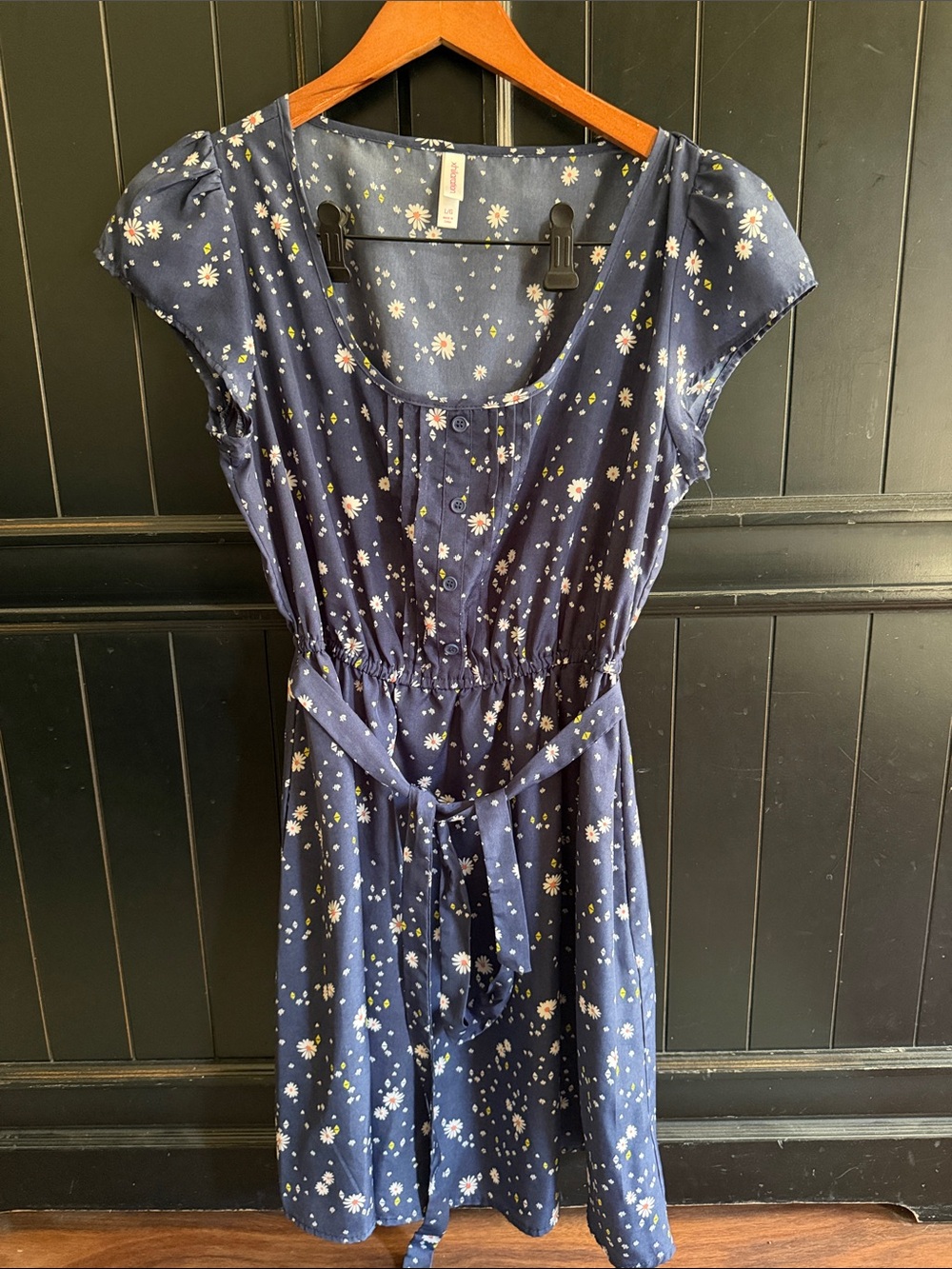 Xhilaration Navy Blue Floral Button-Front Dress